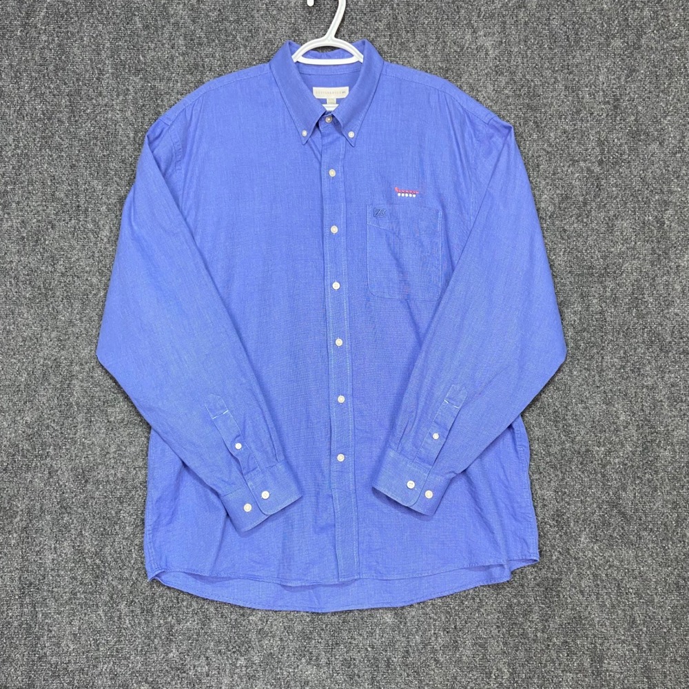Cutter & Buck Mens XL Button Down LS Dress Shirt Blue‎ Sunnybrook Golf Club Logo